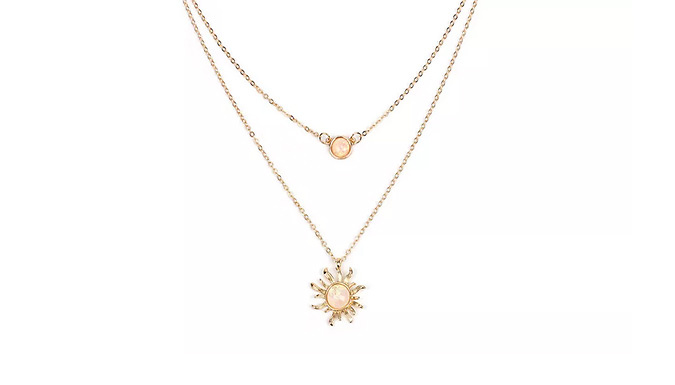 Crystal Sunflower Pendant Charm Necklace - 2 Colours