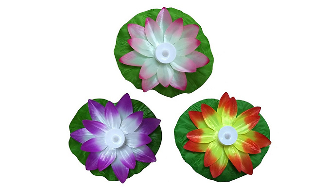 1 or 2-Pack of Multicolour LED Floating Lotus Flower Light - 5 Colours