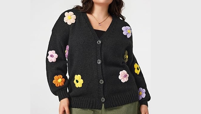 Women's Flower Knitted Cardigan - 3 Colours & 8 Sizes!