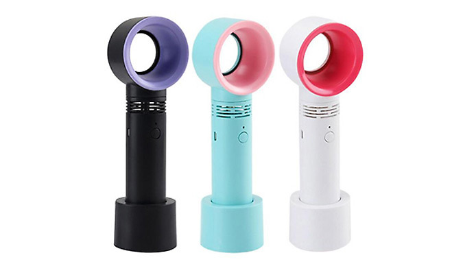 Bladeless USB Recharging Mini Handheld Fan With Base - 3 Colours