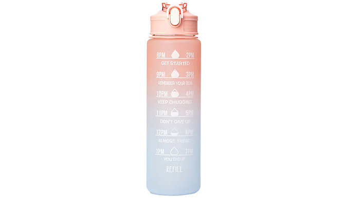 800ml Motivational Drinking Schedule Water Bottle - 6 Colours at Go Groopie IE