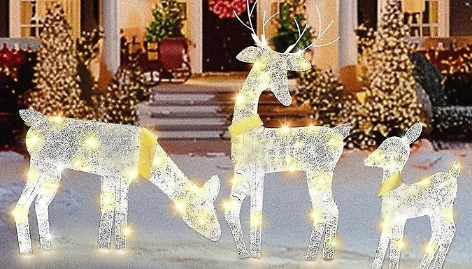 1 or 3 Light-Up 2D Reindeer Outdoor Decorations! - 3 Sizes