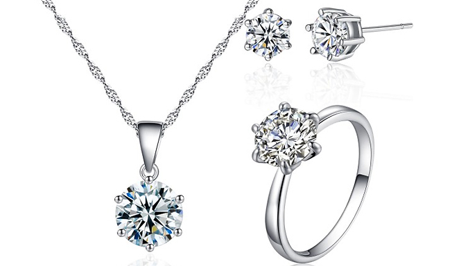 3-Piece Solitaire Jewellery Set with Crystals from Swarovski