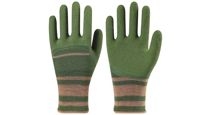 10-Pack of Heavy-Duty Rubber-Coated Gardening Gloves