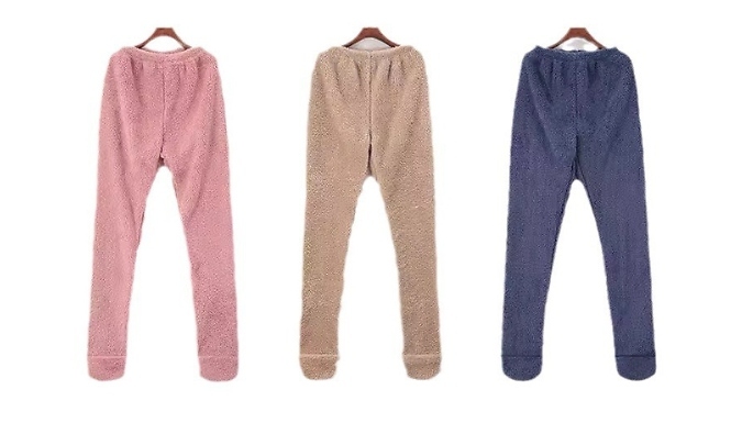 Adult Fluffy Fleece Footed Pyjama Bottoms - 3 Colours & 5 Sizes