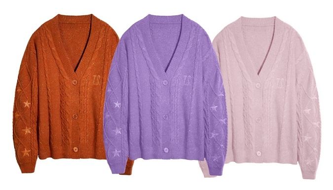 Pop Star Embroidered V-Neck Cardigan - 9 Colours & 4 Sizes