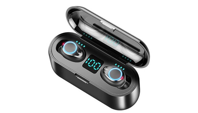 Wireless Bluetooth Compatible Earphones & Charging Case - 2 Colours