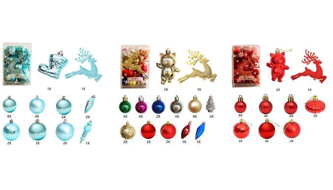 30-Pack Christmas Tree Ornament Set - 6 Colour Options