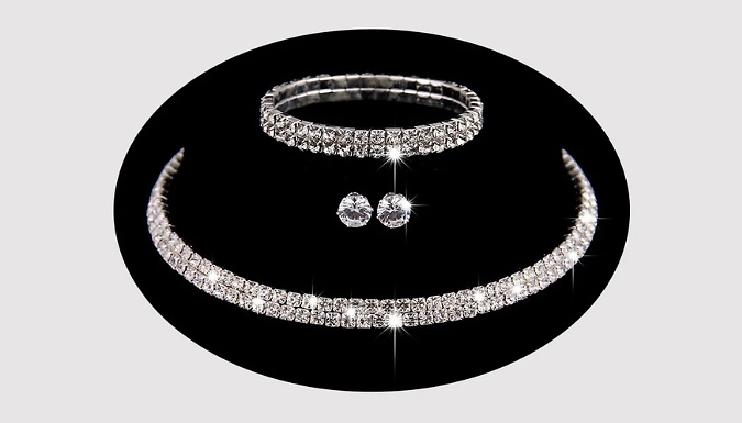 Double Row 3-Piece Jewellery Set - with Swarovski Elements!