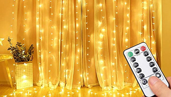 200 or 300-LED USB Remote-Control Curtain String Lights - 3 Colours