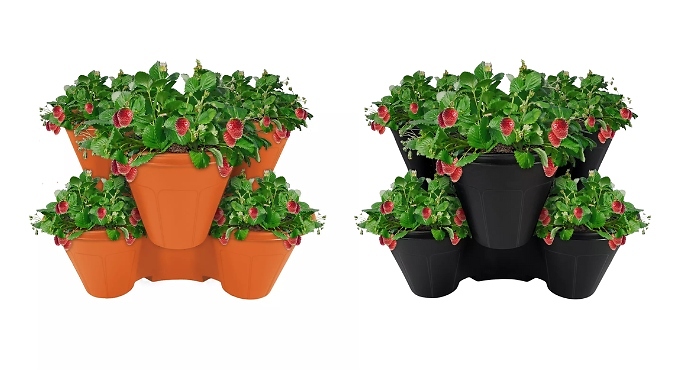 6-Pack of Stackable Trio Plant Pots - 18 Pots Total, 2 Colours!