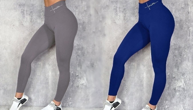 Faith Printed High-Waist Yoga Pants - 4 Colours & 6 Sizes