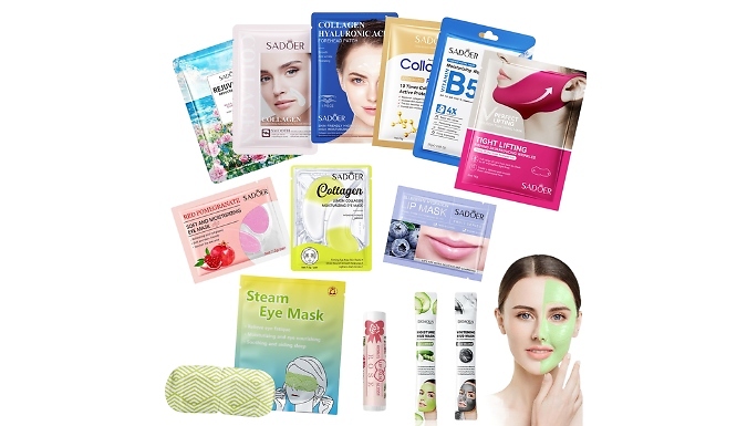 13-Piece Face Mask Self-Care Gift Set - Face Masks, Eye Masks, Lip Balm & More!