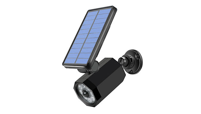 Solar Powered Motion Sensor Spotlight with Fake Home Camera