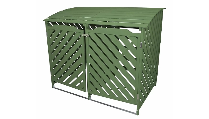 Sage Green Double Wheelie Bin Storage Box at Go Groopie