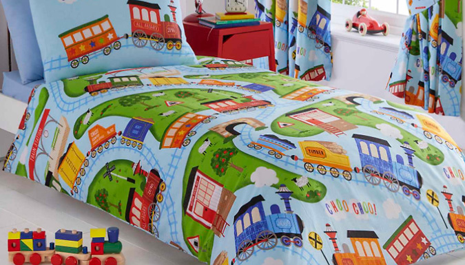 Train Print Children's Bedding or Curtains - 4 Options