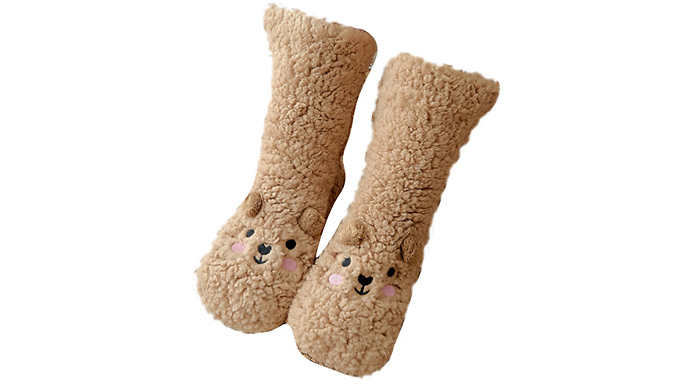 Warm Thick Bear Coral Fleece Non-Slip Socks