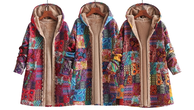 Boho-Style Warm Fleece-Lined Hooded Coat - 3 Colours, 5 Sizes!