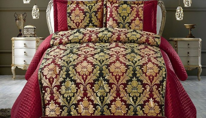 3 Piece Heavy Jacquard Celia Quilted Bedspread