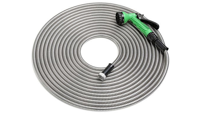 50ft 'Smart Steel' Garden Hose & 7-Inch Nozzle