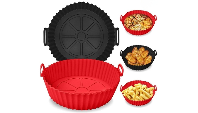 7 or 14-Pack of Round Silicone Air Fryer Baking Trays - 8 Colours!