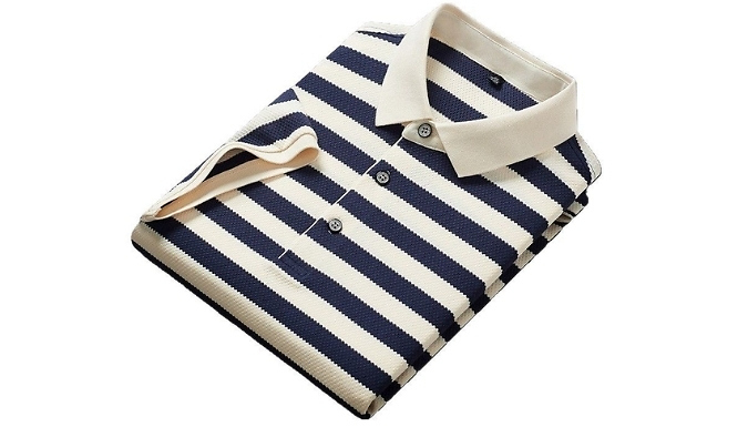 Men’s Short-Sleeve Striped Polo Shirt - 4 Colours, 6 Sizes!