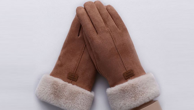 Faux Suede FluffCuff Touchscreen Gloves - 6 Colours