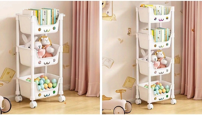 3 or 4-Tier Storage Trolley Toy Rack - 2 Colours