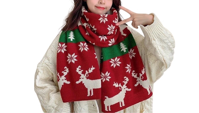 Christmas Thick-Knitted Scarf - 5 Designs, 2 Colours!
