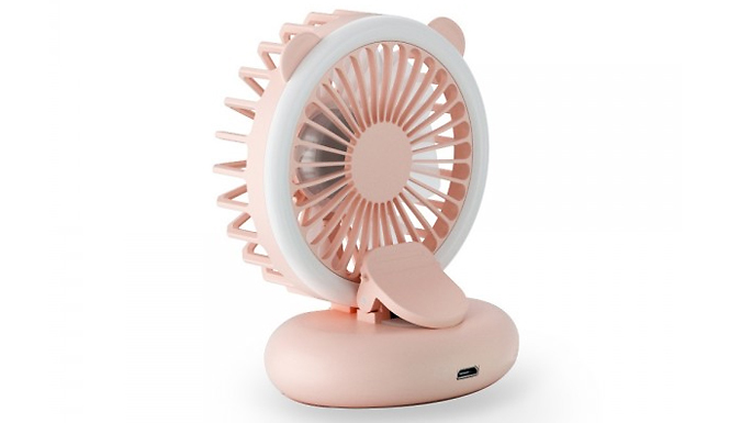 Mini Clip-On Desk Fan with Ring Light - 3 Colours