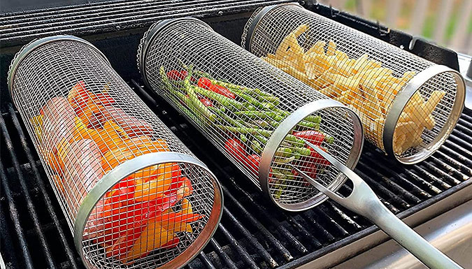 Kitcheniva Stainless Steel Air Fryer Grill Basket 2 Pcs