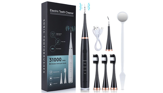 Electric Teeth Cleaner Tool Kit - Standard or Deluxe, 3 Colours at Go Groopie