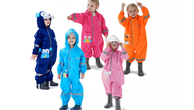 Kids Hooded Waterproof Rain Suit - 5 Colours & 5 Sizes