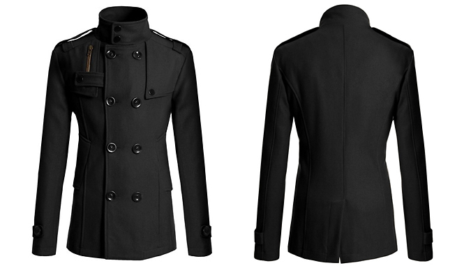 Men's Double-Breasted Wool Coat - 4 Colours & 5 Sizes