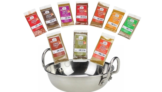 12 or 14-Piece Indian Spices & Kadai Set!