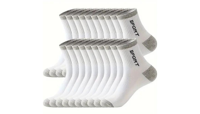 10 or 20-Pack Men's Breathable Sport Socks - 6 Colours