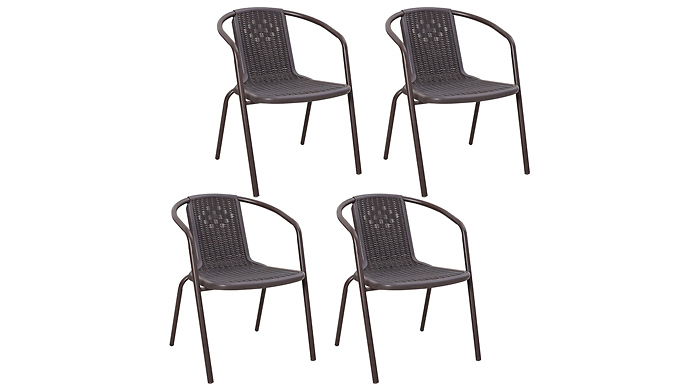 6 Metal and Wicker Garden Chairs