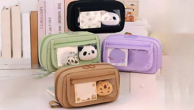 3-Section Large Capacity Pencil Case - 4 Colours