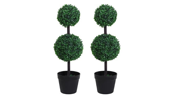 Outsunny Artificial Boxwood Ball Topiary Trees - Set of 2!