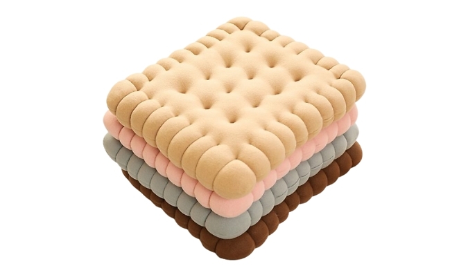 Novelty Biscuit Plush Pillow - 2 Shapes, 4 Colours