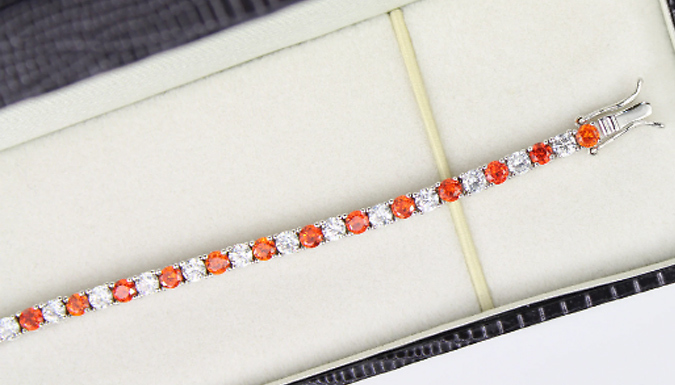 Round Cut Orange Created Diamond Bracelet With Jewellery Box