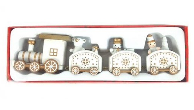 1 or 2 Sets of Wooden Christmas Train Ornament Decoration