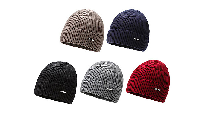 Winter Ribbed Knit Beanie Hat - 6 Colours