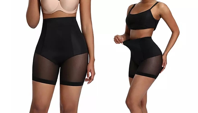 1 or 2 Pairs of Breathable High Waist Body Control Shaper Shorts - 3 Colour Options, 4 Sizes