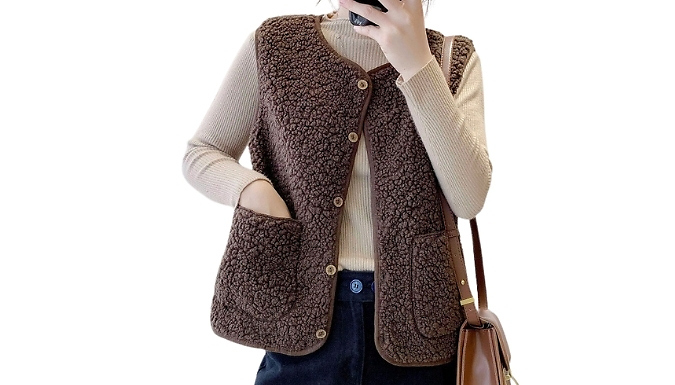 Plush Button Up Vest 3 Colours 5 Sizes