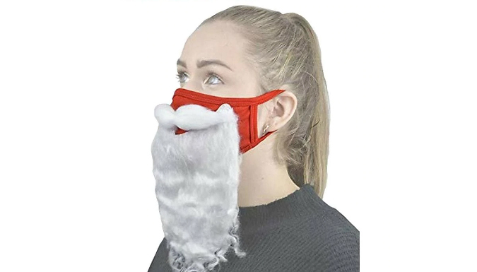 1 or 2 Santa Beard Christmas Face Coverings - 2 Colours