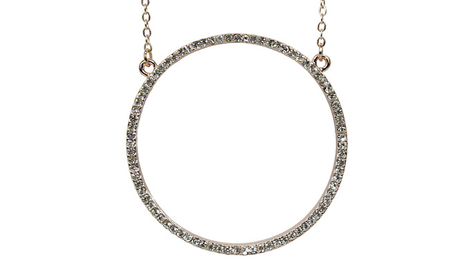 Rose Gold Circle Necklace with Created Diamonds Deal Price £29.99