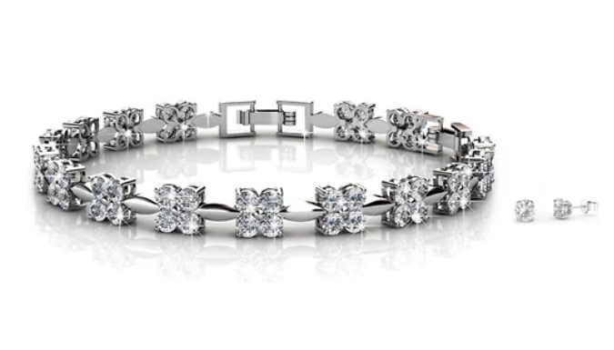 Solitaire Tennis Bracelet & Earrings Set - Encrusted with Crystals from Swarovski!