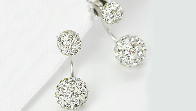 1 or 2 Pairs of Double Beaded Rhinestone Stud Earrings