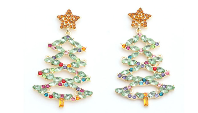 Christmas Tree Dangly Earrings